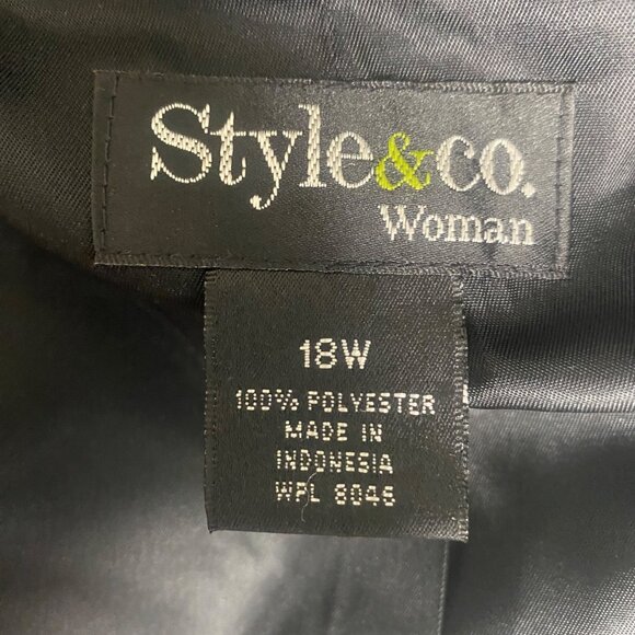 Style & Co. Blazer Jacket Women 18W Black Button Up Lined Career Office - Picture 2 of 7